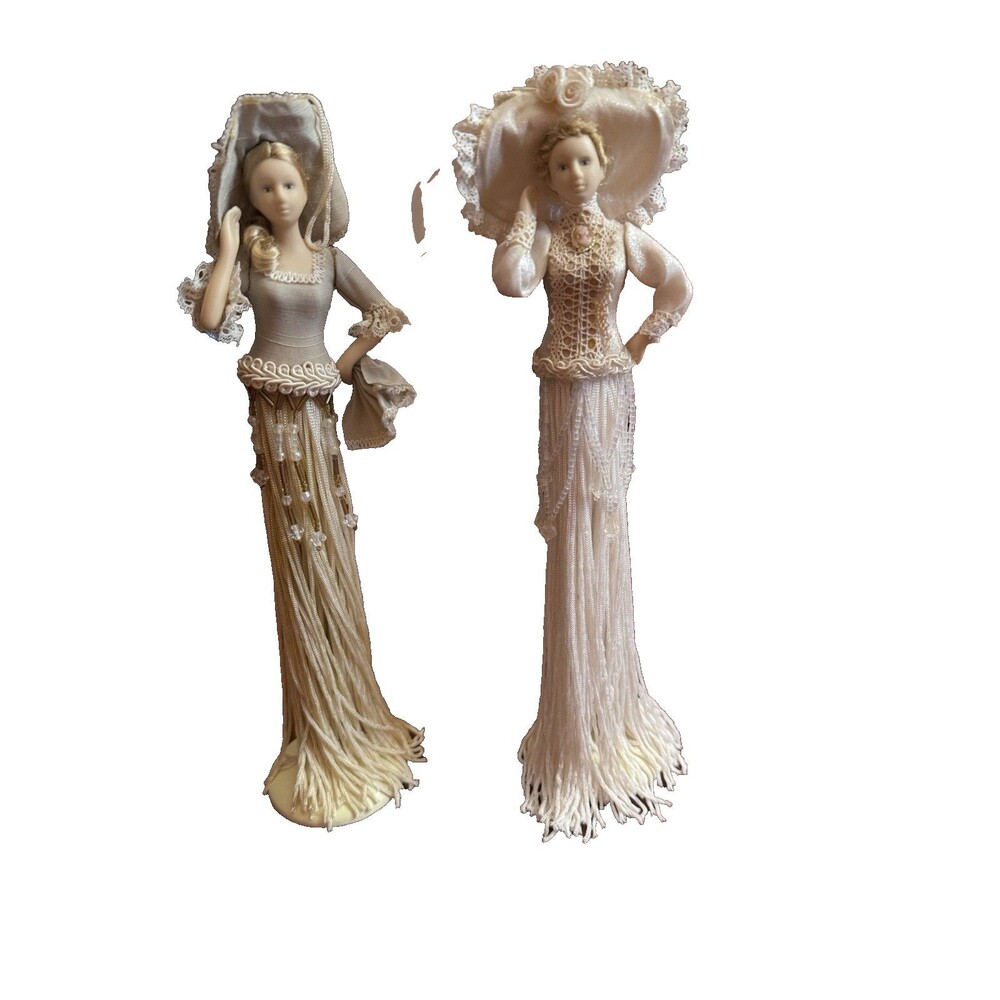 TASSEL dolls victorian vintage FASHION COLLECTIBLE TwoDOLL lot